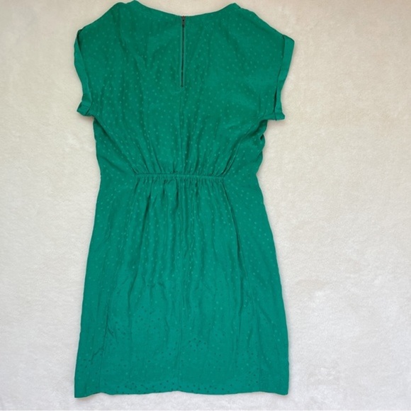 Fossil Emily Silk Dress in Kelly Green Polka Dot Short Sleeve Dress Size 6 - Picture 5 of 9